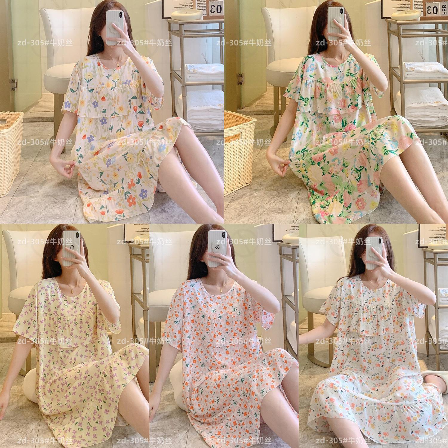 Anti-bumps vestido de dormir mujer verano pastoral pequeña falda de flores delgadas 2024 nuevo vestido de ropa de hogar suelta