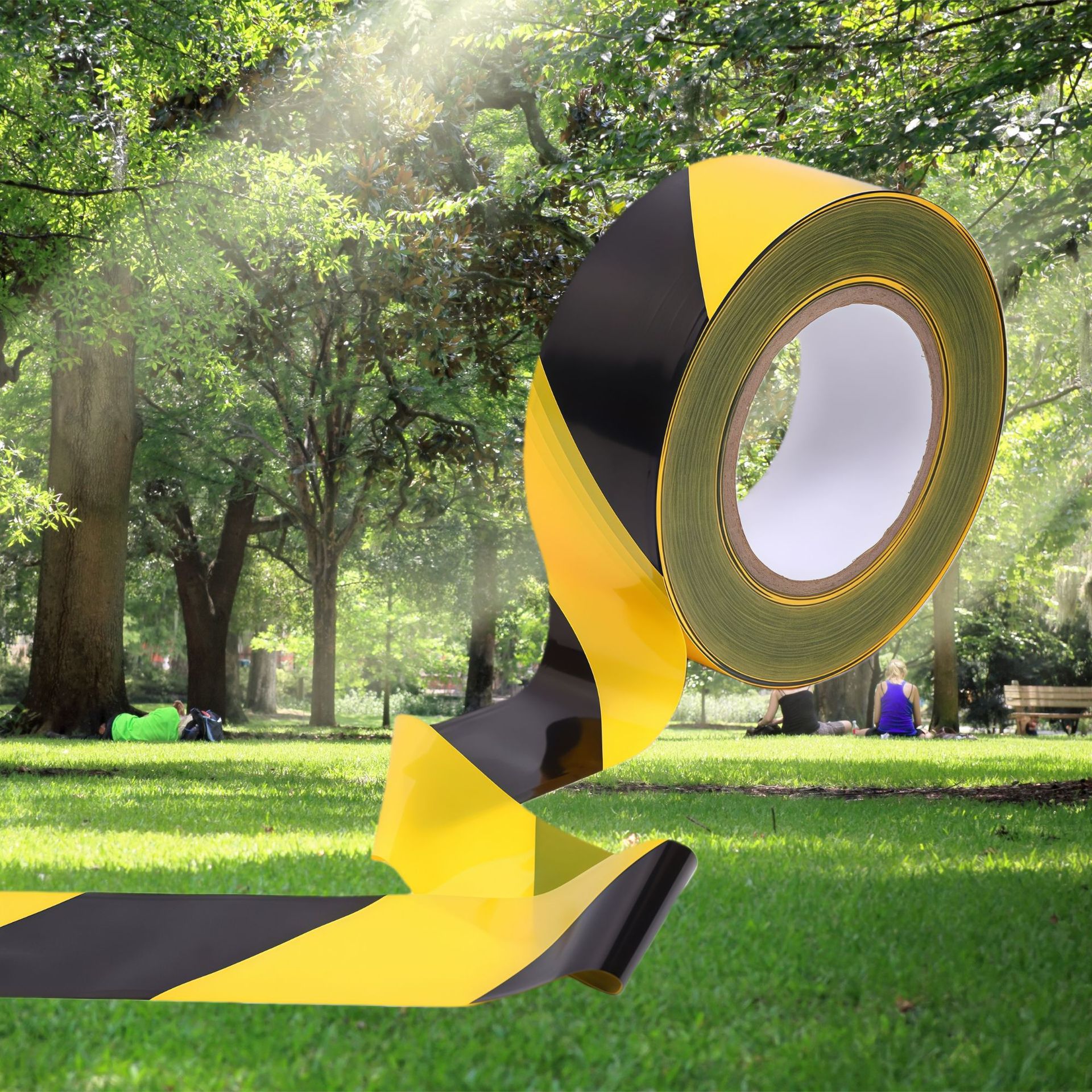 Cinturón de advertencia PE sin pegamento de Halloween Cinturón de advertencia de aislamiento de construcción de piso de carretera rojo, blanco, negro y amarillo línea de advertencia