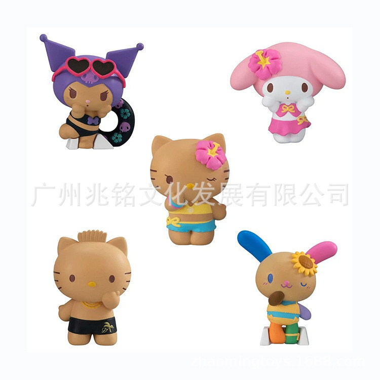 潮玩 盲盒 扭蛋 晒黑了皮的KT 库洛米 美乐蒂 沙滩 比基尼 摆件|undefined