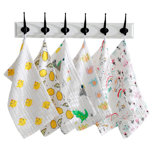Children's towel six-layer gauze cotton face wash baby towel baby newborn high-density cartoon small handkerchief