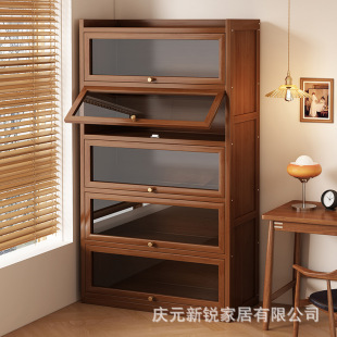Bookshelf Bookcase Dust-Proof Floor-Standing Storage Rack for Home Children and Students with Door Storage Multi-Layer Simple Living Room Storage Rack