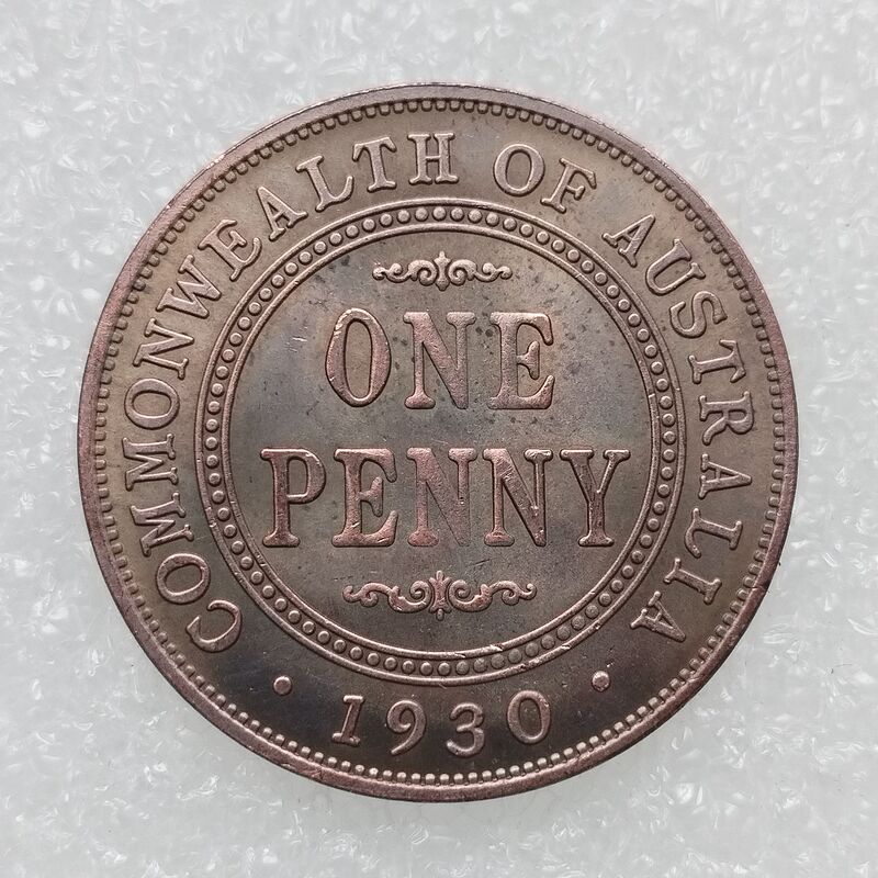 Factory Direct Sales Australia 1 penny 1930 foreign copy red copper commemorative coins about 30.8mm