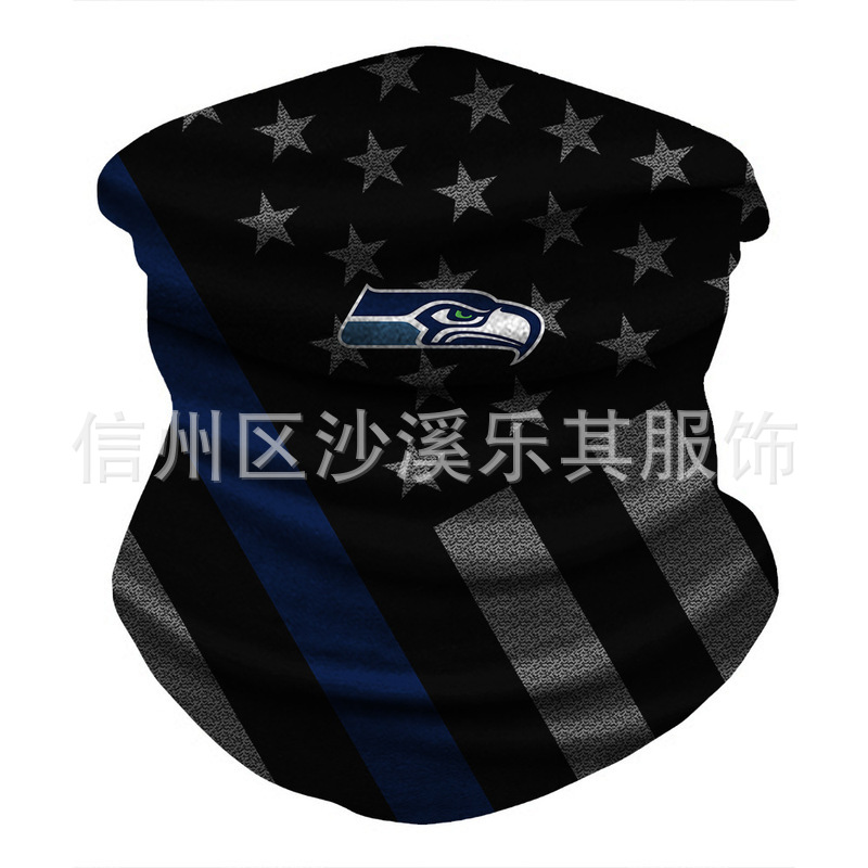 Máscara de impresión digital 3D para equipos de la NFL europeos y estadounidenses Montar al aire libre a prueba de polvo, protección solar, máscara deportiva a prueba de viento, se puede fijar Zhi