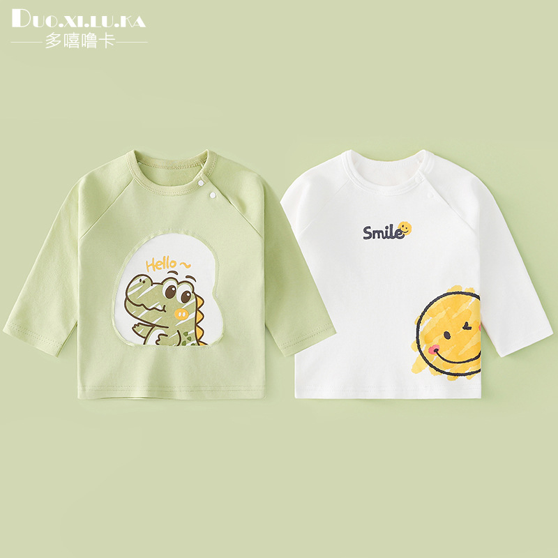 2025 Spring and Autumn New Top for Boys and Girls Class A Cotton Long Sleeve T-Shirt Cartoon Western Style Base Shirt Casual Spring Wear