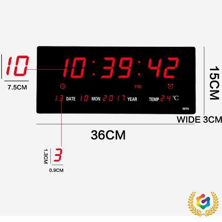 ✅led电子钟表 客厅日历挂钟 现代数码万年历 简约时钟大数字温度