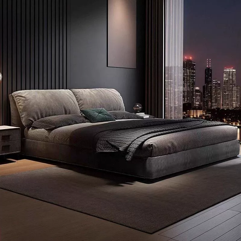 Легкая роскошная кровать в итальянском стиле с ушками слона, двойная высококачественная атмосферная большая кровать для главной спальни, тканевая кровать, современная простая свадебная кровать для хранения вещей