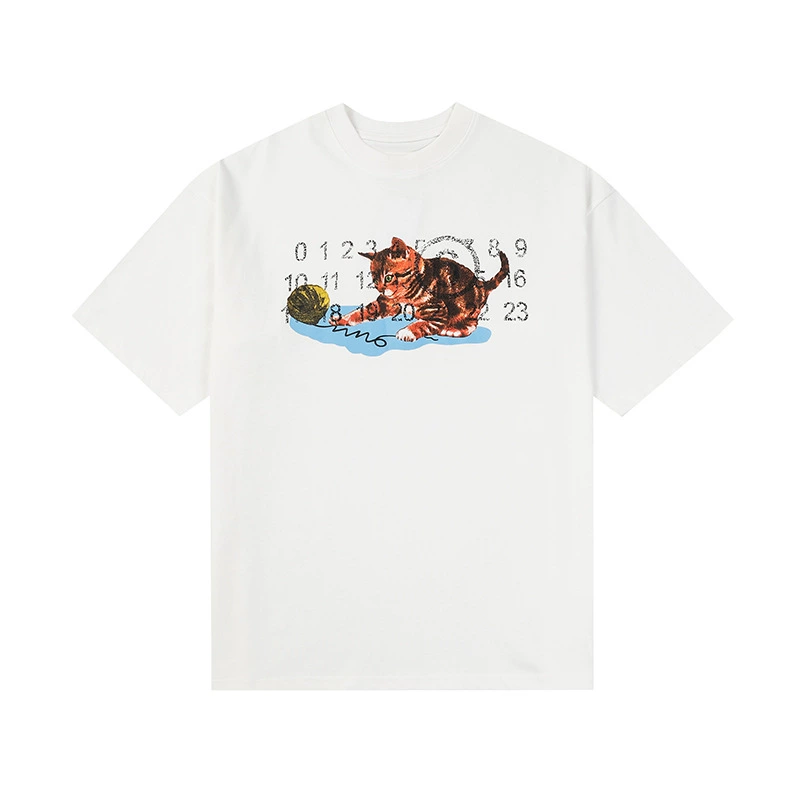 Maison Margiela 24SS коллекция MM6 цифровой узор круглый вырез мужской и женский модный бренд укороченный рукав футболка серия