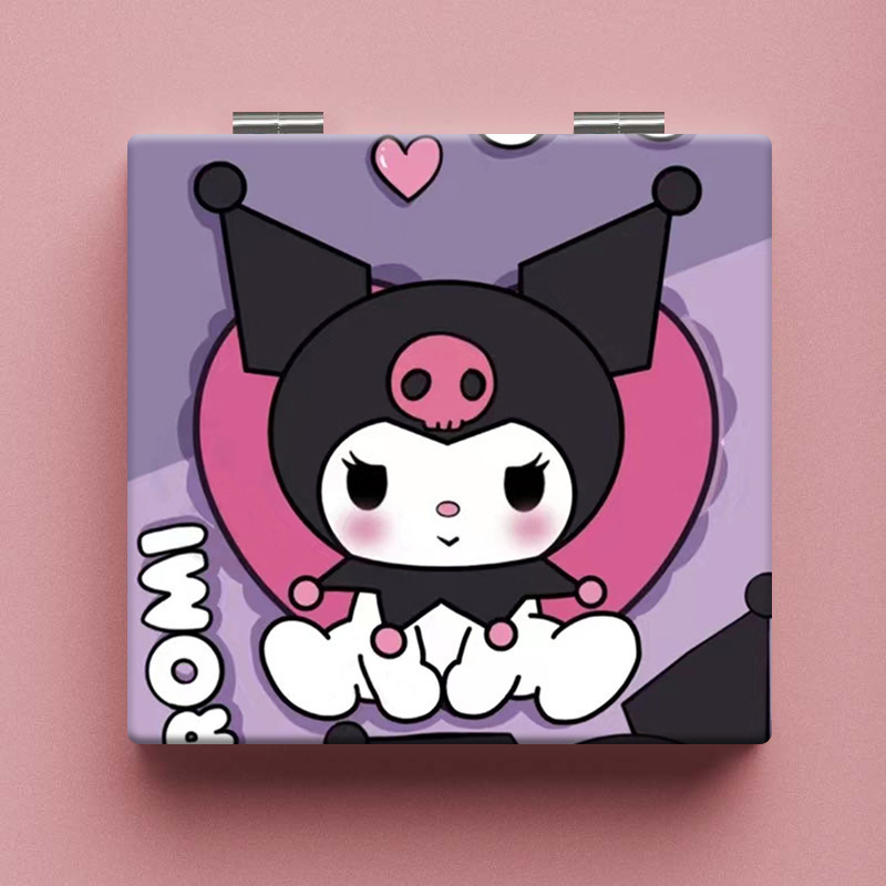 Lindo espejo pequeño Sanrio Kulomi espejo de maquillaje portátil de alto valor espejo de maquillaje portátil dormitorio de estudiantes espejo de maquillaje plegable