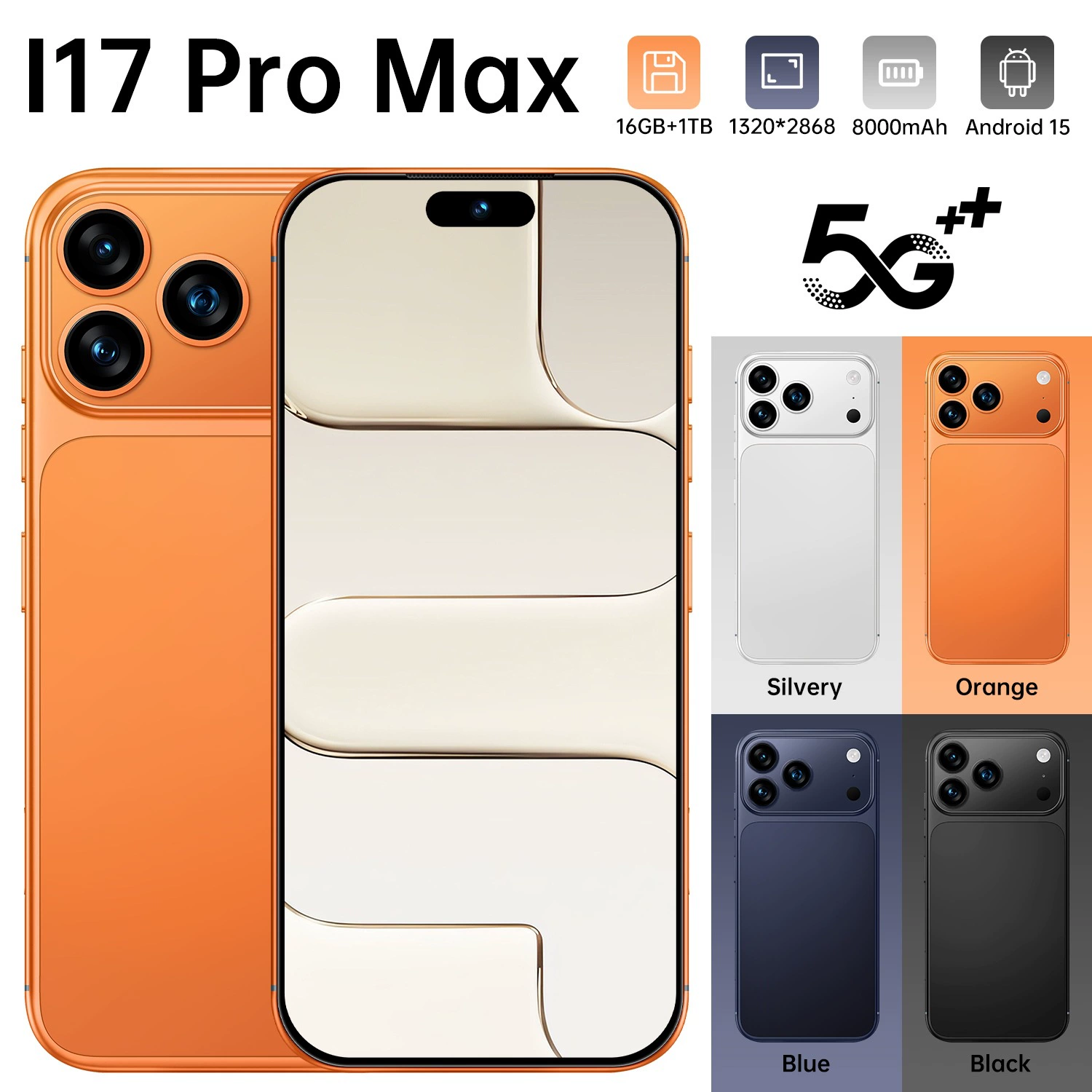 Мобильный телефон, Intel Core i17, 17 Pro Max, 64 ГБ, 7.3" экран, 4G, Android