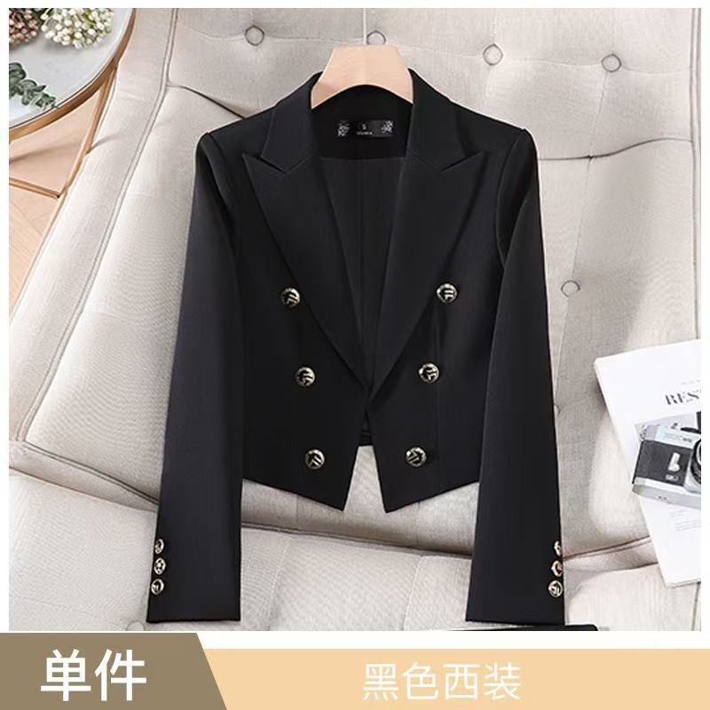 2026 New Style Short Blazer for Women, Elegant and Fashionable, Suitable for Petite Figures, Casual Professional Wear, High-End Black Suit