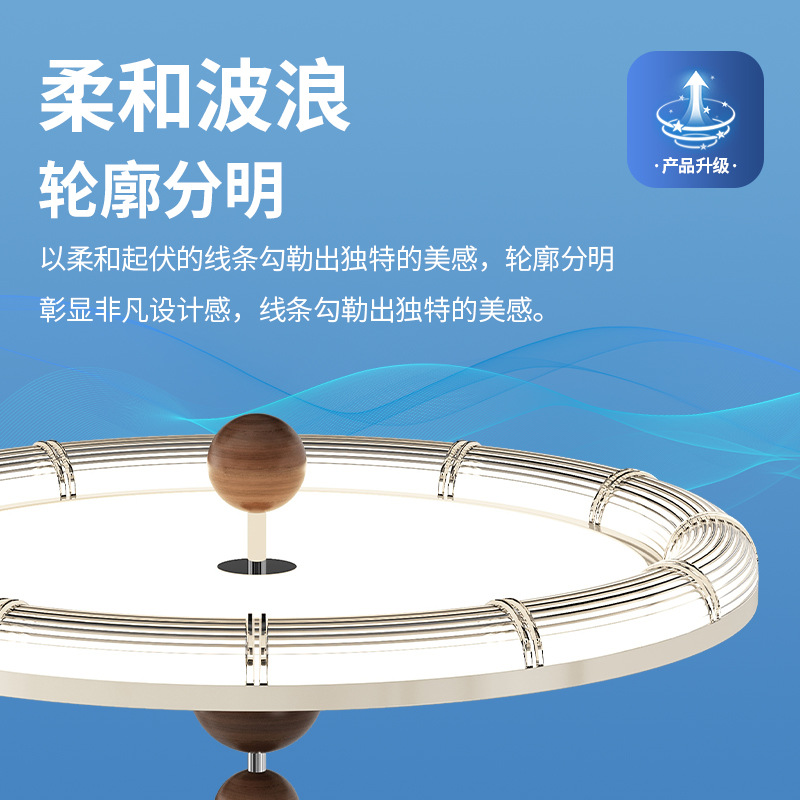 Techo de dormitorio de estilo crema medieval francés, lámpara de OVNI de espectro completo, lámpara de techo del dormitorio principal de la habitación con grano de madera de nogal