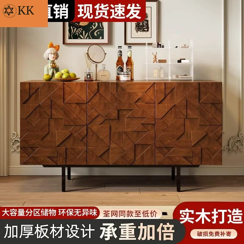 Входной шкаф из черного дуба с местом для хранения вещей, легкий роскошный буфет высокого класса, обеденный буфет с цветочным принтом, винтажный стиль.