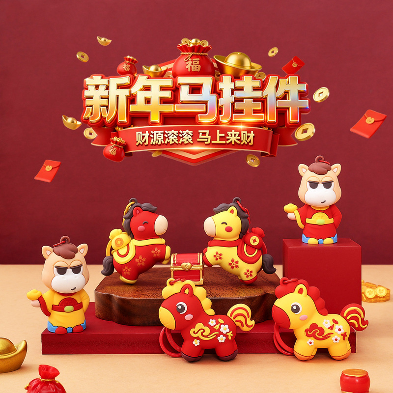 Original New Year Horse Series Keychain Doll Pendant Zodiac Horse Creative New Year Ornament Wholesale Year of the Horse Small Gift
