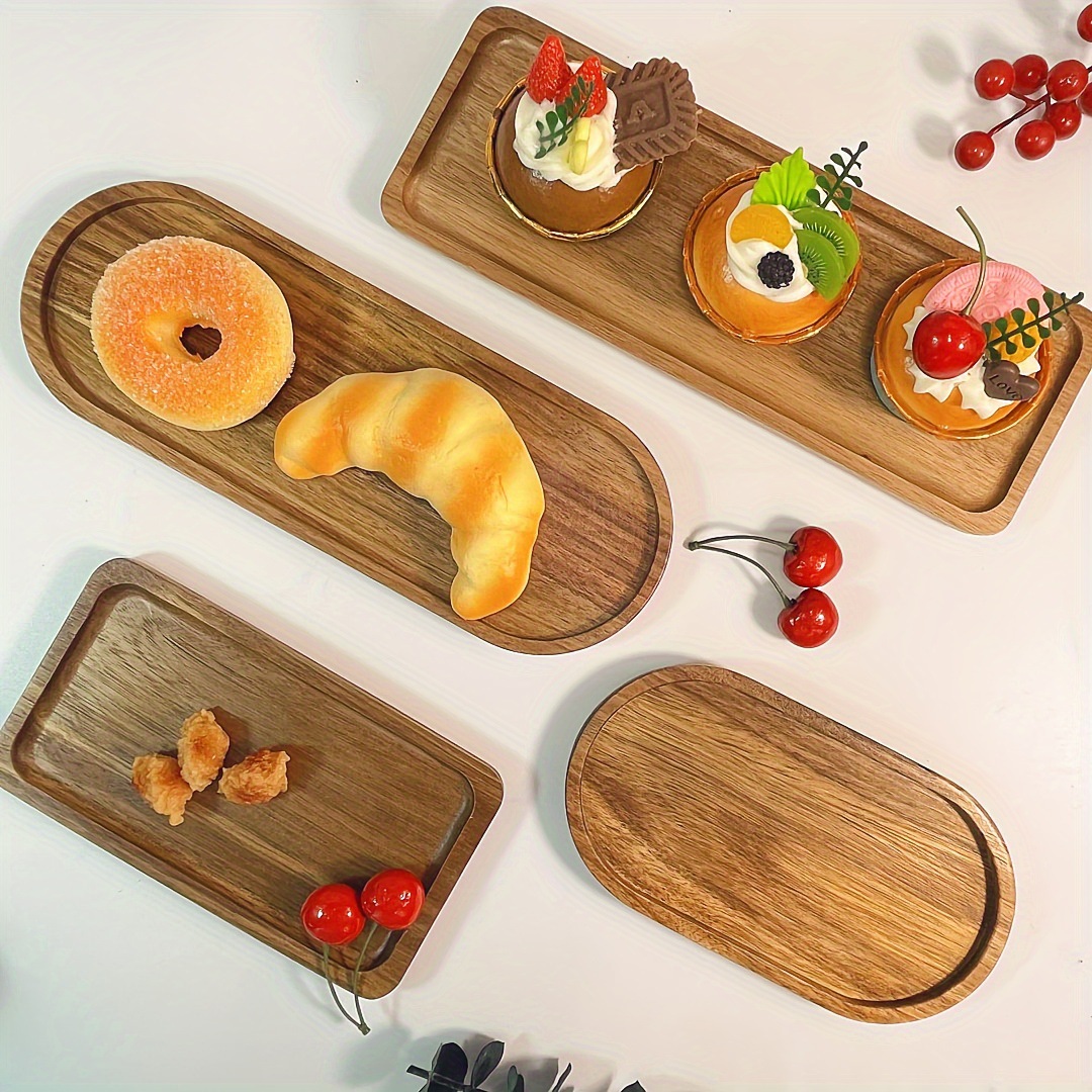Factory Japanese Acacia Wooden Tray Rectangular Dinner Plate Fruit Plate snack Plate Oval Bread Plate Tea Cup Plate
