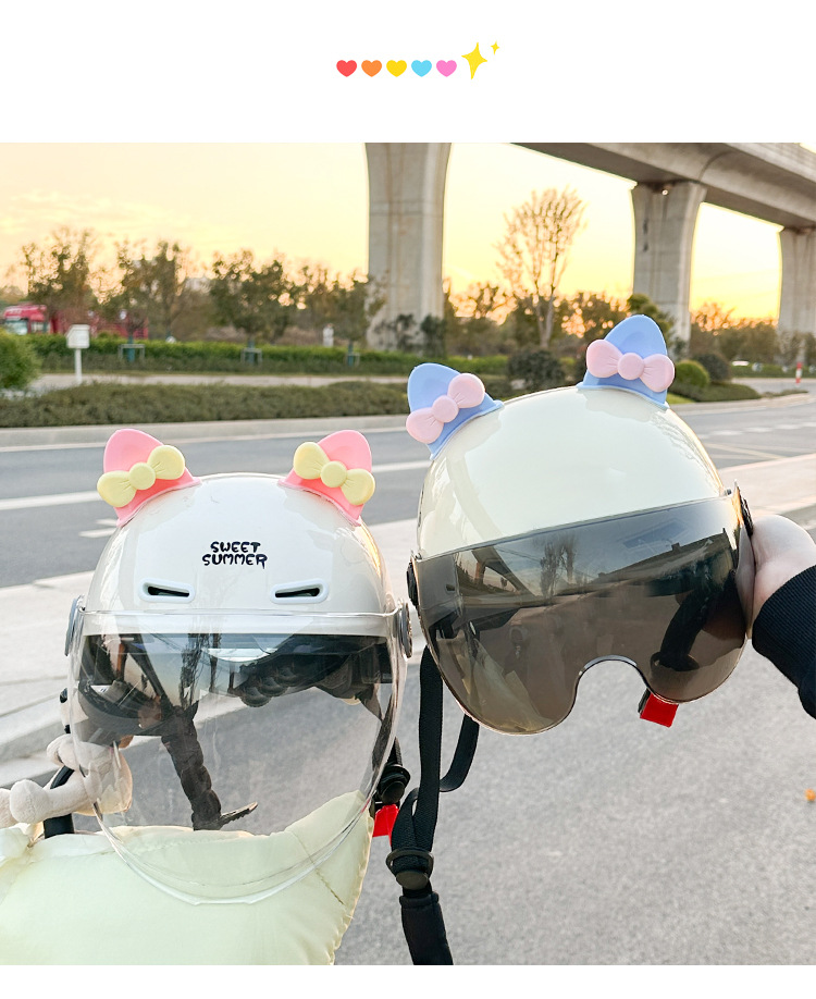 Helmet Decoration Ears Bow Cute Ski Helmet Accessories Electric Motorcycle Decor