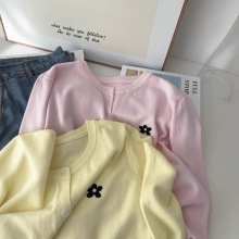 刺绣开衫女薄款新款秋冬韩版圆领针织上衣短款外套初秋防晒衣6027