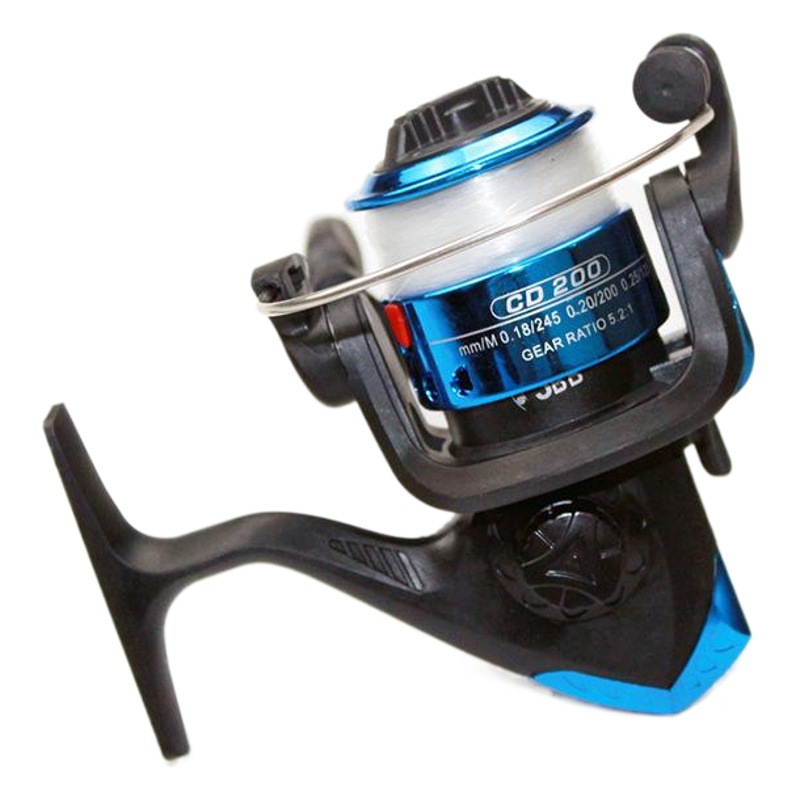 Suministro al por mayor pequeño carrete de pesca 200 tipo de plástico roca caña de pescar rueda giratoria multi-color opcional equipo de pesca caña de pescar carrete de pesca