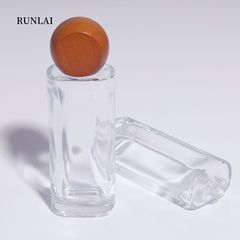 厂家现货扁方高档高颜值玻璃香水分装瓶裸瓶搭配原木色木盖ins风