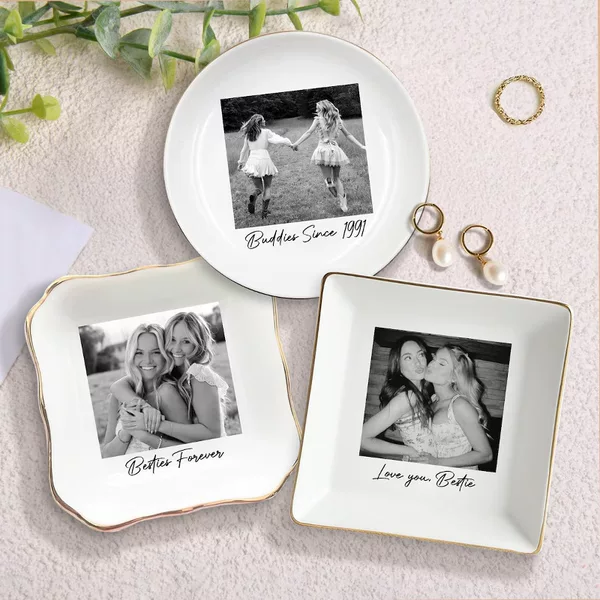 Etsy Personalized Photo Jewelry Tray Ceramic Jewelry Tray Suitable for Best Friend Jewelry Tray Wedding Gift