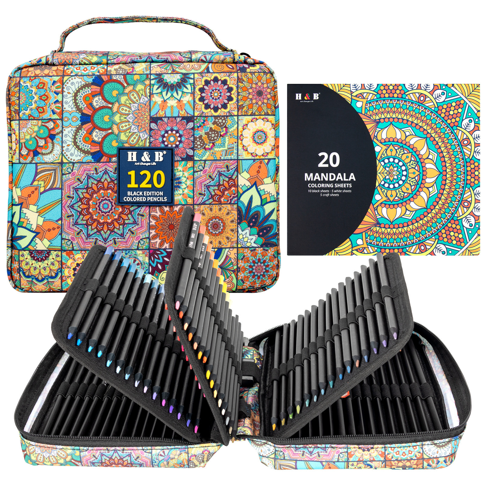 Juego de 24-120 lápices de colores a base de aceite, color negro madera, 72 lápices de colores de calidad artística para dibujo y arte, bolígrafos para dibujo a mano.