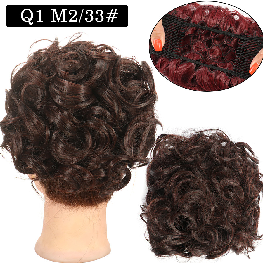 Nueva Peluca de comercio exterior de las mujeres europeas y americanas cabeza de bola de pelo rizado Cola de Caballo pelo Bud peine bolsa de pelo multicolor al por mayor opcional