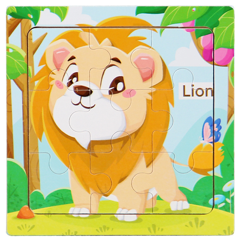 9 ピースフラットパズル木製小さなパズル幼児早期教育教育漫画動物交通認知おもちゃ卸売|undefined