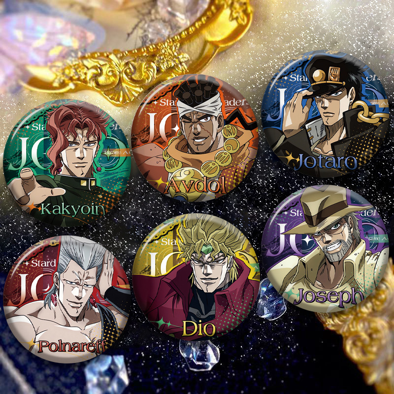 JOJO3 Stardust Fighter Series Anime Merchandise Double Flash Badge, Jotaro Dio Badge Pendant JOJO3 Stardust Fighter Series Anime Merchandise Double Flash Badge, Jotaro Dio Badge Pendant
