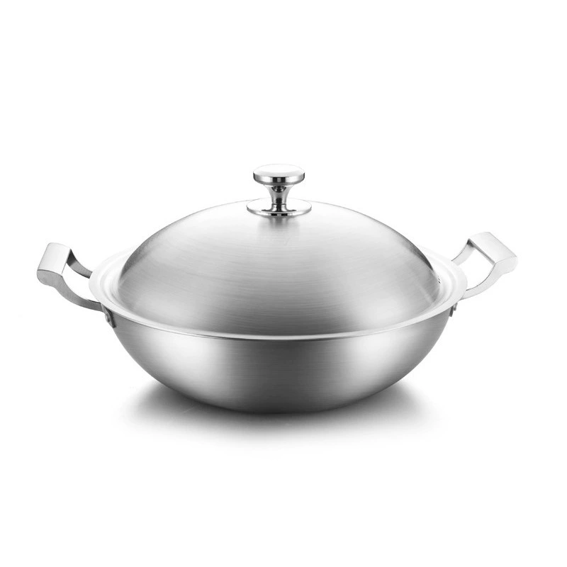 Juneng smokeless wok non-stick pot household induction cooker gas stove three-layer steel stainless steel honeycomb