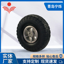 现货批发3.50-4 PU聚氨酯轮10寸发泡轮 工具车轮黑胎大花橡胶轮