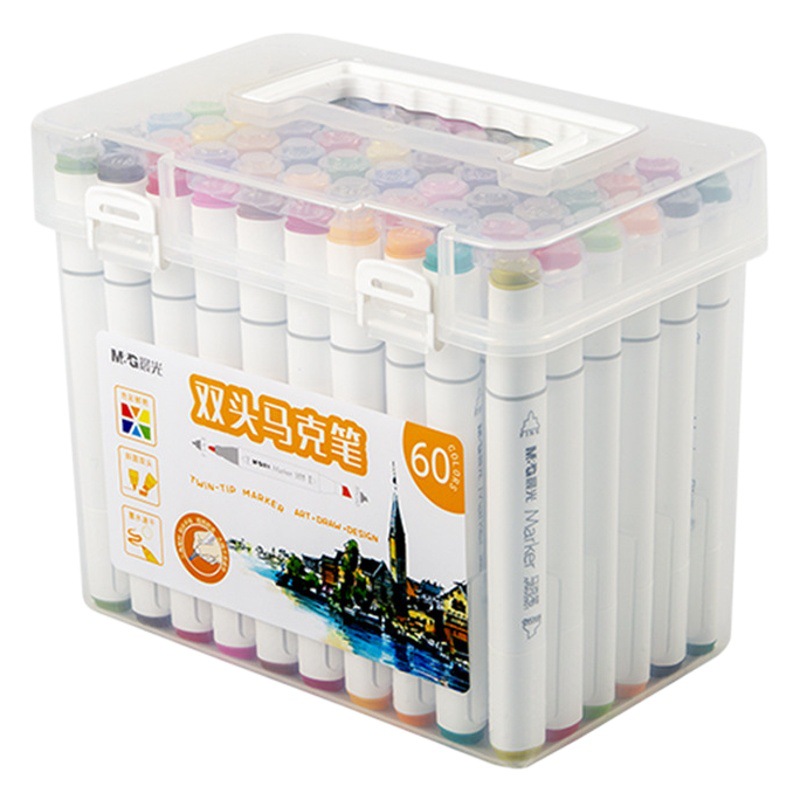 Morning Light Marker Pen Apmv0905 Art Oil-Based Watercolor Pen Food-Grade Soft Tip Dual-Head Easy-To-Wash Marker Pen