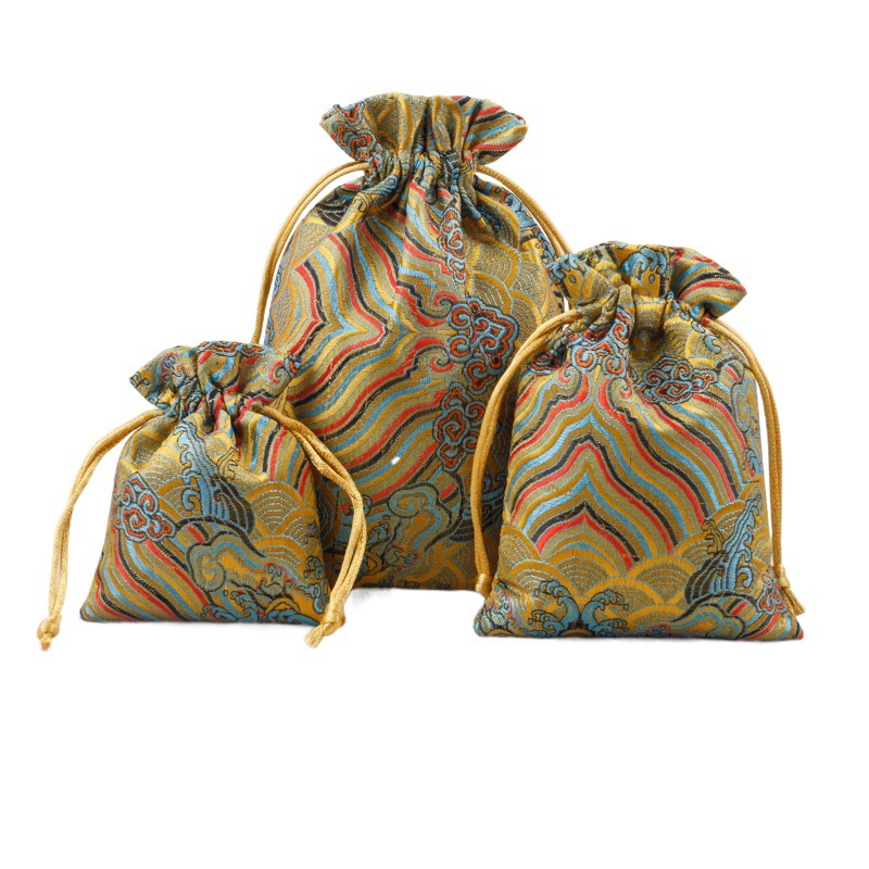 Factory wholesale brocade bag text play bag plate bead bag jewelry bag storage bag drawstring handmade brocade bag