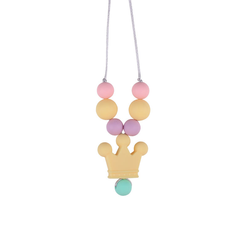 Amazon nuevo silicona corona molar collar bebé suministros teether palo masticable colgante collar