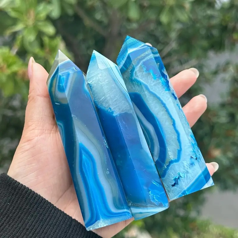 Added color blue agate column / 7-8cm