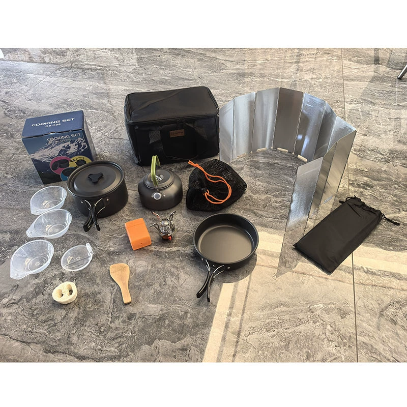 Набор посуды для кемпинга с вогнутыми и выпуклыми поверхностями, портативный набор столовых приборов, кастрюля, чайник, обеденная тарелка, нескользящий набор кружек, популярный на Amazon для активного отдыха на природе