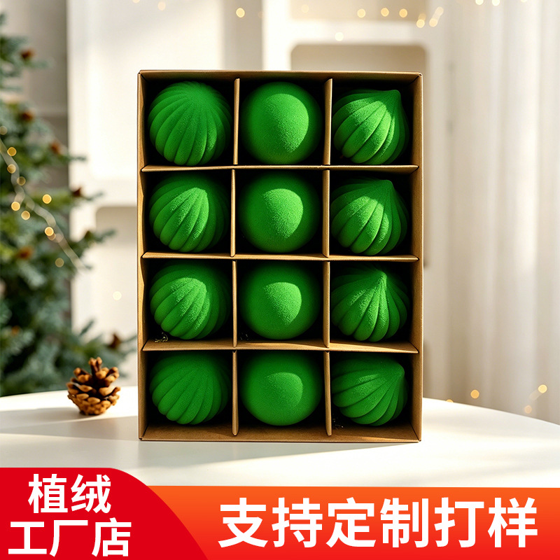 Bolas de Navidad flocadas 6CM / 12pcs flocadas bolas de Navidad decoraciones navideñas fábrica tienda directa Navidad
