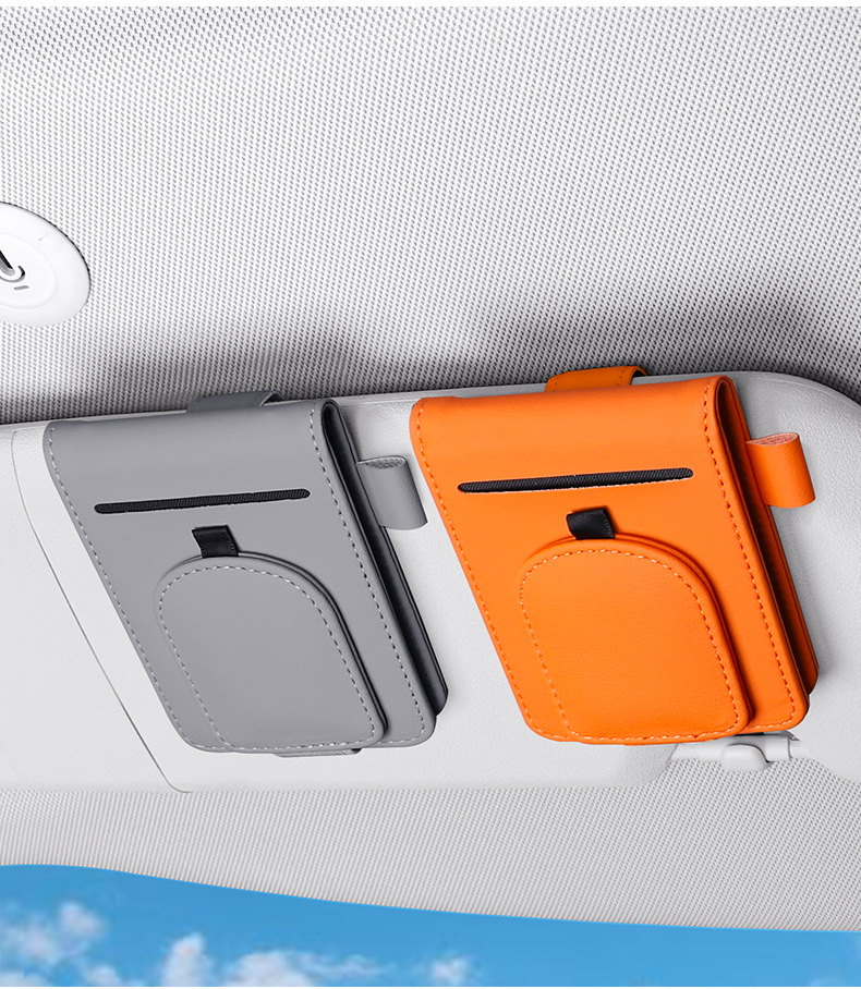 High-end car glasses holder, multifunctional sun visor card organizer, magnetic car sunglasses clip