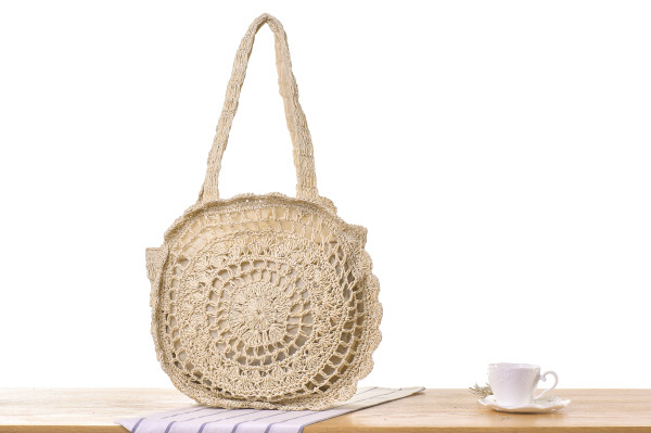 Women's Large Spring&summer Straw Solid Color Vacation Round Zipper Straw Bag display picture 5