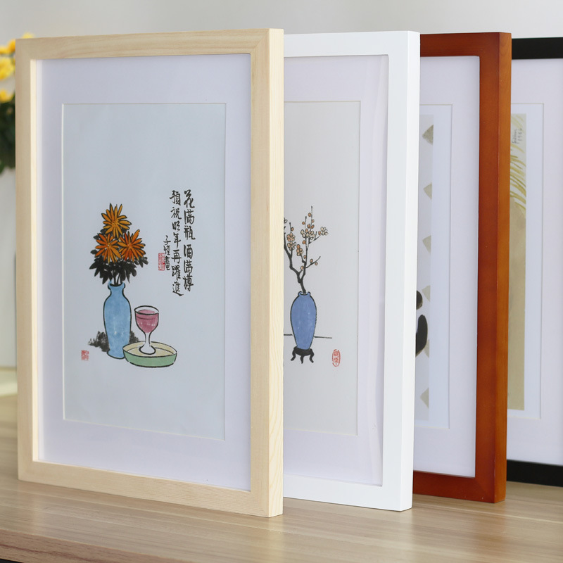 O5X2 solid wood picture frame photo frame custom wall 4K8 open 16 inch 18 inch 24 inch 36 40 inch A3 wide vibration tail glory