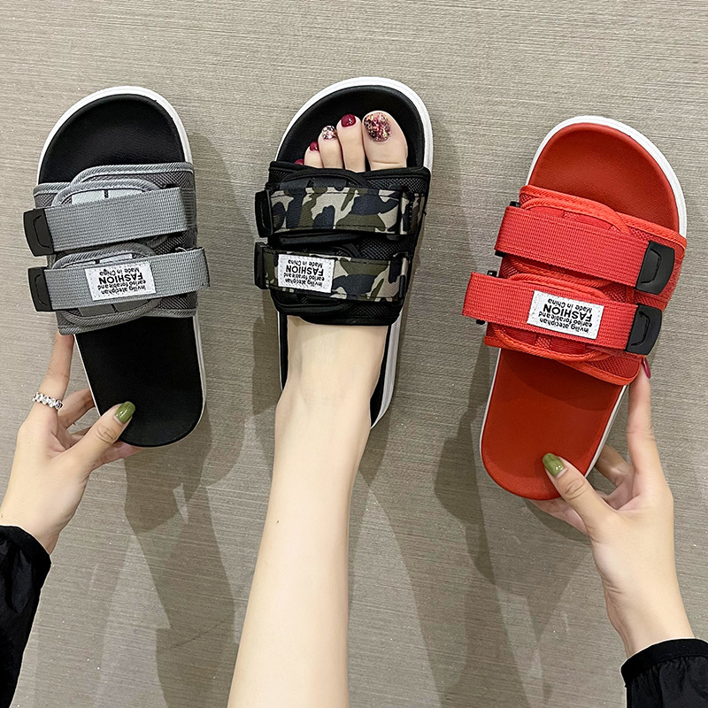 Women's summer outdoor slippers 2023 new non-slip flip-flops couple Beach Korean style fashion online red sandals Women's summer outdoor slippers 2023 new non-slip flip-flops couple Beach Korean style fashion online red sandals