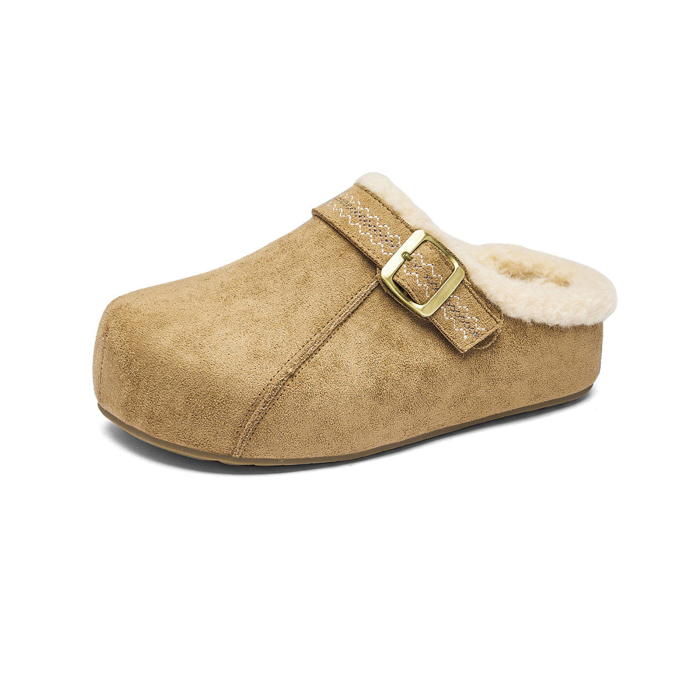 Augu Lion Dengjia Boccan zapatos de terciopelo mujeres 2026 nueva primavera botas de nieve de suela gruesa un pedazo de peluche zapatos de algodón medio zapatillas