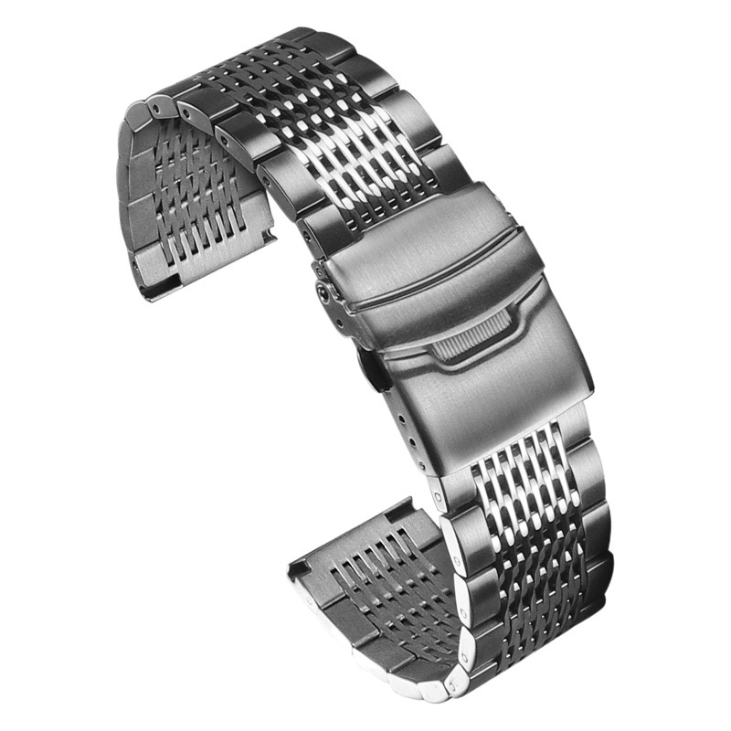 Correa de acero sólido, pulsera inteligente de liberación rápida, correa de 15 cuentas, correa 22/24, hebilla de seguridad, correa de cuarzo