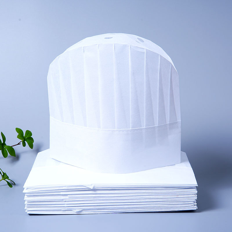 一次性厨师帽子无纺布厨师帽纸帽高帽男女士儿童厨房帽加厚工作帽