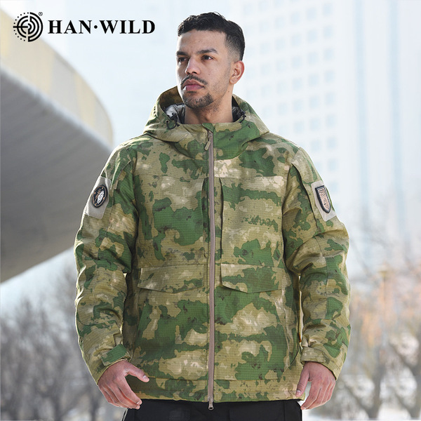 Men's camouflage tactics travel keep warm down jacket for camping