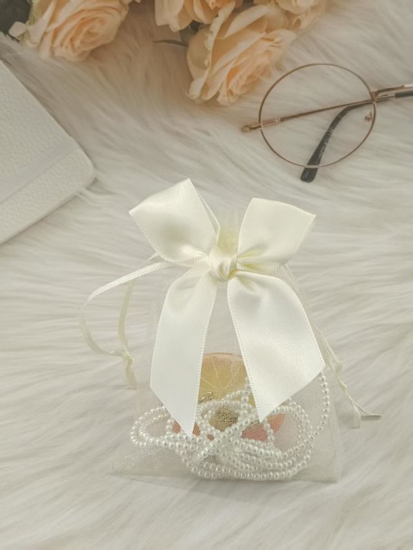 卸売ピンクのリボンメッシュバッグ口紅化粧品トライアルギフトバッグ結婚式のキャンディーお土産収納ギフトバッグ|undefined