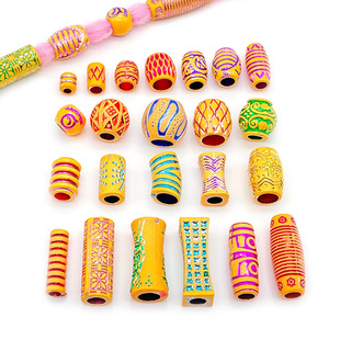 African Wig Jewelry Braid Decoration Beaded Plastic Big Hole Colorful Dirty Braid Hair Beads Headwear Hair Accessories