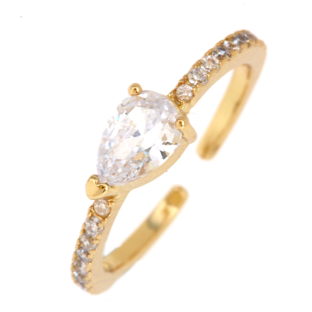 Fashion Water Droplets Eye Wings Copper Inlay Zircon Rings 1 Piece