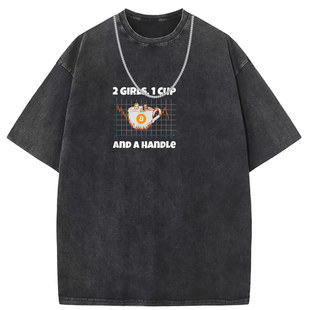 Amazon Independent Station Short-sleeved T-shirt Women's Washed Old American Street European and American Size Foreign Trade Wholesale Custom