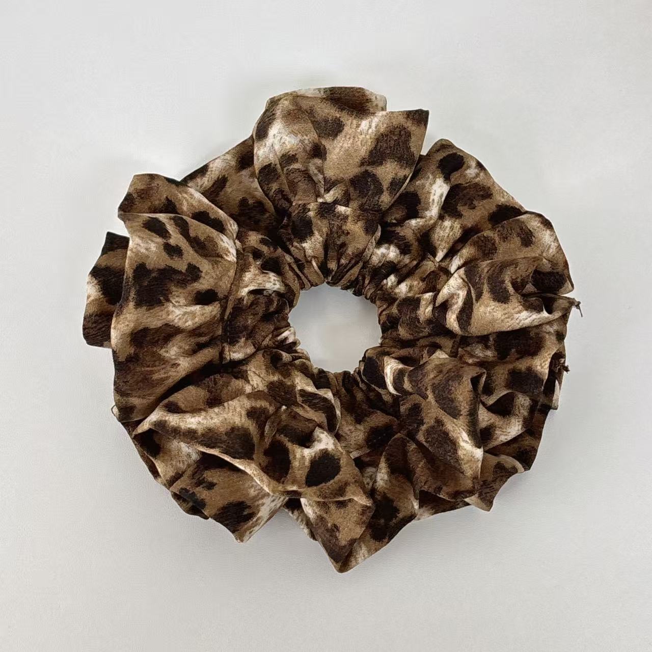 TudTud Classic Leopard Print Chiffon Handmade Scrunchie! A hair accessory with a mature and sassy vibe, embodying the old money style