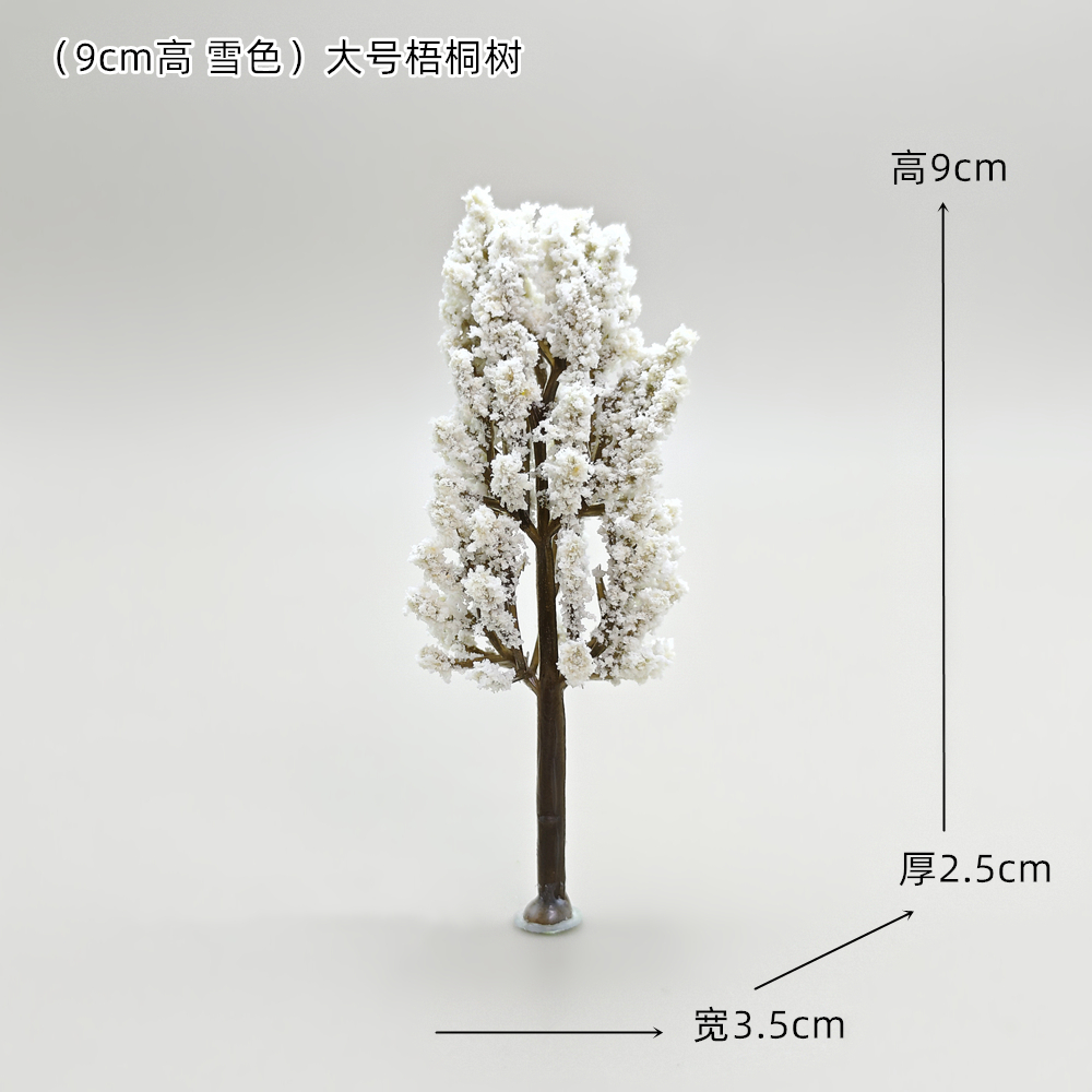 9 cm de altura, árbol grande de color nieve