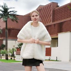 秋冬新款高级感针织加厚外搭婚纱毛绒毛披肩礼服保暖仿皮草外套